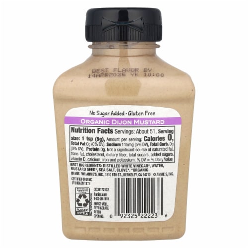 Annie's Certified Organic Dijon Mustard Perspective: back
