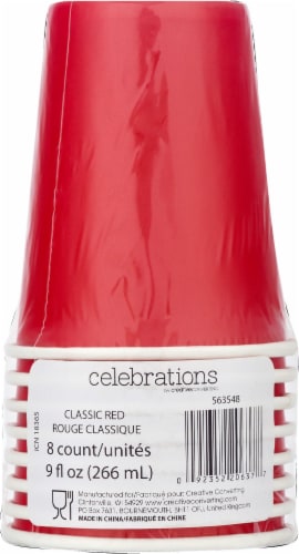 Celebrations Paper Cups 9 Oz. Classic Red 8/Pack (563548) Perspective: back