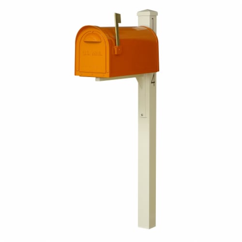 Special Lite Products SCD1008ORG-SPK720IVR-VN Mid Modern Dylan Curbside Mailbox & Post, Orang Perspective: back