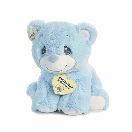 Aurora World Precious Moments Charlie Bear With Rattle So Beary Sweet Plush, Blue, 8.5" Perspective: back