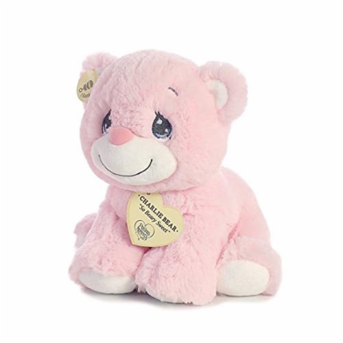 Aurora World Precious Moments Charlie Bear With Rattle So Beary Sweet Plush, Pink, 8.5" Perspective: back