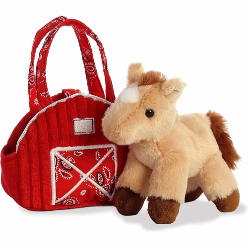 Aurora 7" Red Barn Pet Carrier Plush Toy,  Fancy Pals Horse Perspective: back