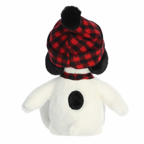 Aurora Medium White Peanuts 11 inch Winter Plaid Snoopy Festive Stuffed ...