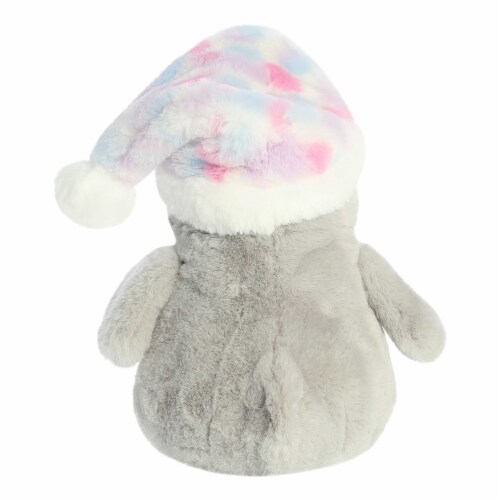 Aurora Medium Gray PomPom Penguin 10.5 inches Pink Mosaic Festive Stuffed Animal, One Size - Kroger