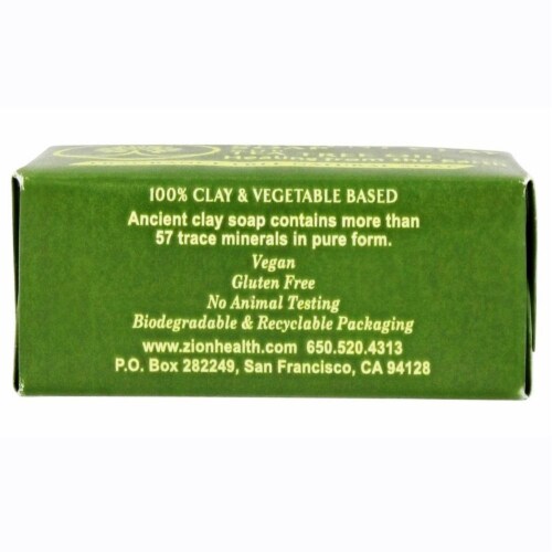 Zion Health Ancient Clay Bar Soap with Tea Tree Oil Fragrance Free - 6 oz (170 g) Perspective: back