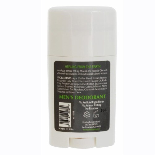Zion Health Men ClayDry Deodorant Sandalwood - 2.8 oz (80 g) Perspective: back