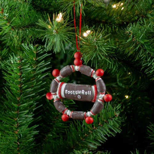 Northlight 4 Brown and Red Tootsie Roll Chewy Chocolate Candy Christmas Wreath Ornament Perspective: back