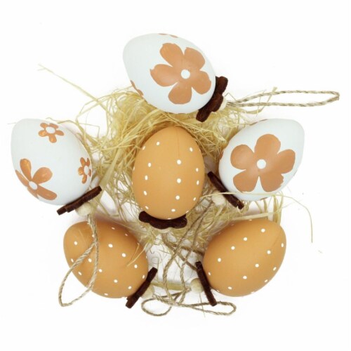 Northlight 6ct Brown and White Painted Easter Egg Ornaments 2.25 Perspective: back