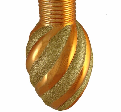CC Christmas Decor 11  Chocolate Brown and Gold Striped Shatterproof Light Bulb Christmas Perspective: back