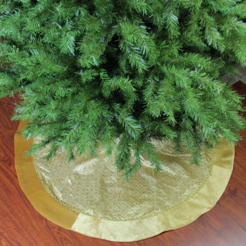 Northlight 48  Gold Glittered Star Christmas Round Tree Skirt Perspective: back