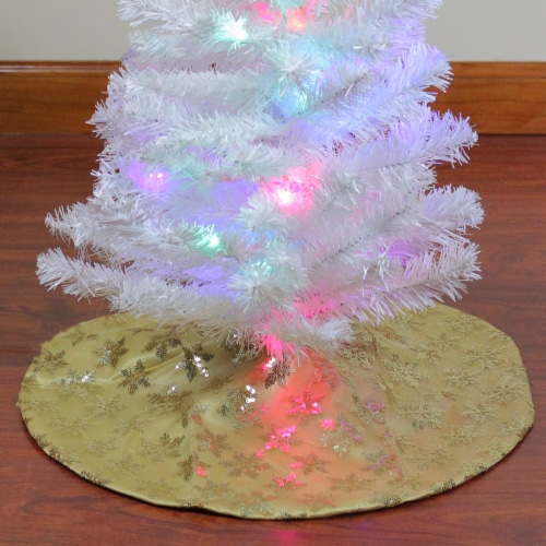 Northlight 20 Gold Sequin Snowflake Pattern Mini Christmas Tree Skirt Perspective: back