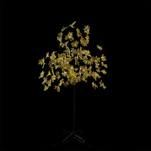 Northlight 5' Pre-Lit LED Lighted Fall Harvest Yellow Maple Leaf Artificial Tree - White Perspective: back