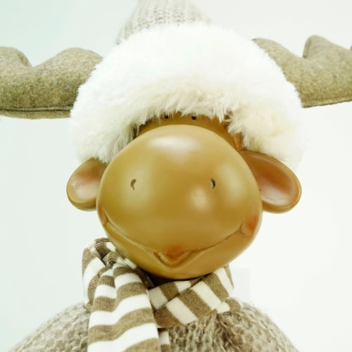 Northlight 24.75  Gray and Beige Standing Moose Christmas Table Top Figure Perspective: back