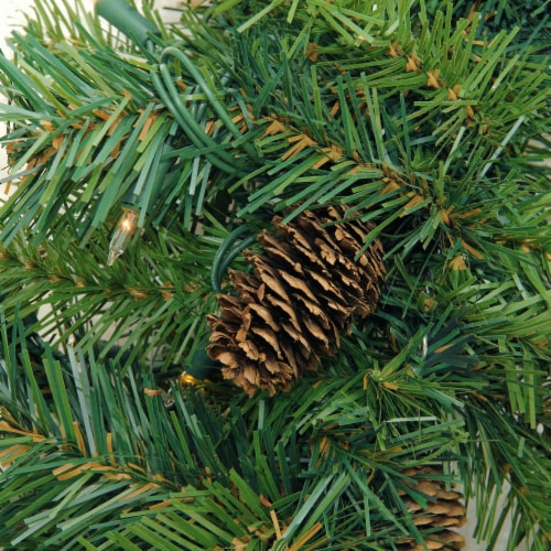 Northlight Pre-Lit Dakota Red Pine Artificial Commercial Christmas Wreath - 6' - Clear Perspective: back