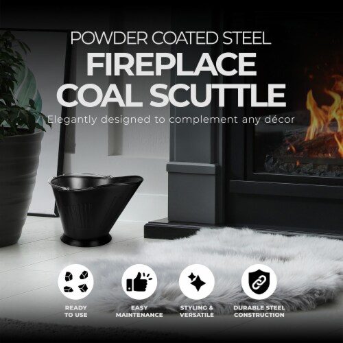 Open Hearth by Panacea Fireplace Coal Hod - Black Perspective: back