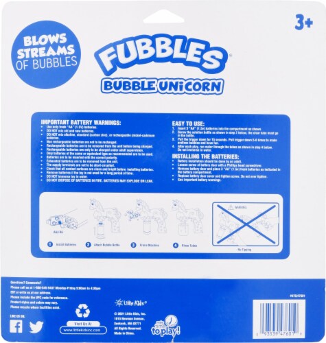 Little Kids Fubbles Unicorn Bubble Blaster Perspective: back