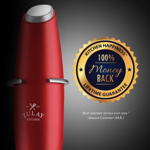 Zulay Kitchen MILK BOSS Milk Frother With Stand - Ruby Red Perspective: back