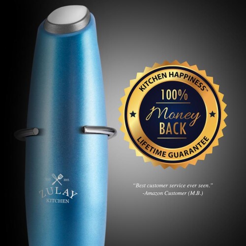Zulay Kitchen MILK BOSS Milk Frother With Stand - Blue Metallic Perspective: back