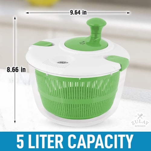Zulay Kitchen Salad Spinner Large 15L Capacity - Green Perspective: back