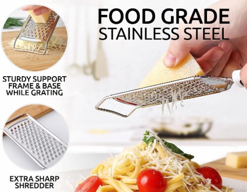 Zulay Kitchen Professional Stainless Steel Flat Handheld Cheese Grater - Black Perspective: back