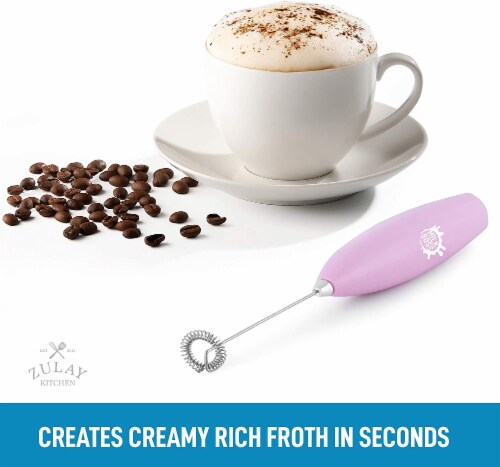 Zulay Kitchen Milk Frother with Batteries Included - Rose Pink Perspective: back