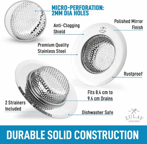 Zulay Kitchen Sink Drain Strainer (2 Pack) - Wide Rim 4.5” Diameter Perspective: back