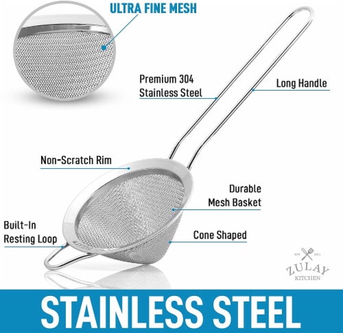 Zulay Kitchen Cone Shaped Cocktail Strainer - Silver Perspective: back