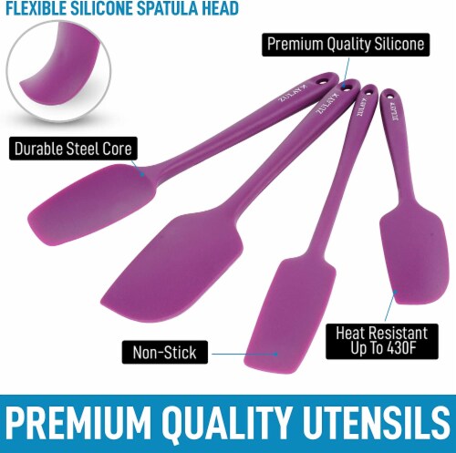 Zulay Kitchen Silicone Spatula Set with Durable Stainless Steel Core -  Purple, 4 - Fry's Food Stores