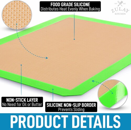 Zulay Kitchen Silicone Baking Mat Sheet 2-Pack - Light Green Perspective: back