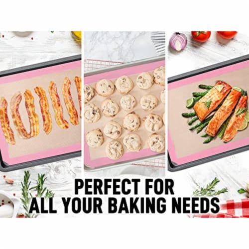 Zulay Kitchen Silicone Baking Mat Sheet 2-Pack - Pink Perspective: back