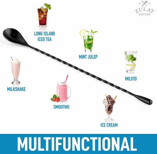 Zulay Kitchen Cocktail Spoon - Black Perspective: back
