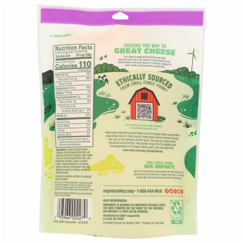 Organic Valley® 3 Cheese Organic Finely Shredded Mexican Cheese Blend Perspective: back