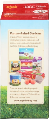 Organic Valley Ultra Pasteurized Whole Milk Perspective: back