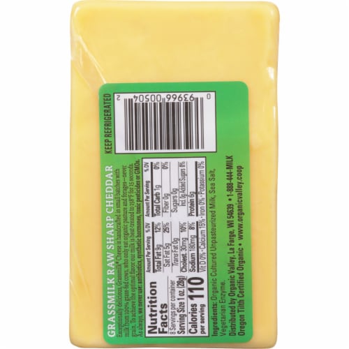Organic Valley® Grassmilk® Raw Sharp Cheddar Cheese Perspective: back