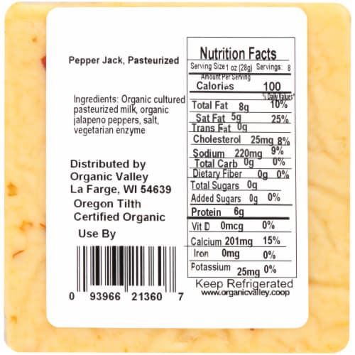 Organic Valley® Pepper Jack Cheese Perspective: back