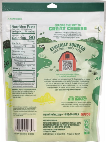 Organic Valley® Finely Shredded Mozzarella Cheese Perspective: back