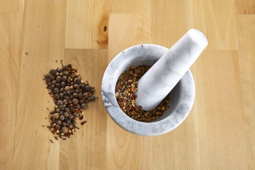 IMUSA Marble Molcajete Mortar and Pestle - White Perspective: back