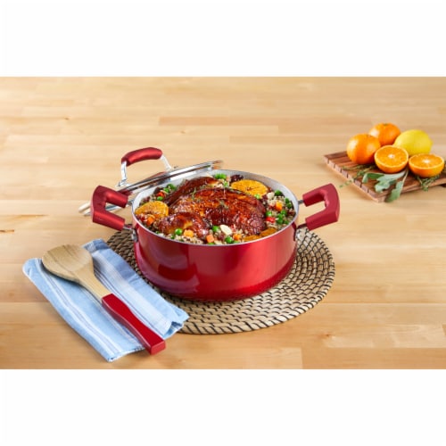 IMUSA Dutch Oven with Glass Lid - Ruby Red Perspective: back