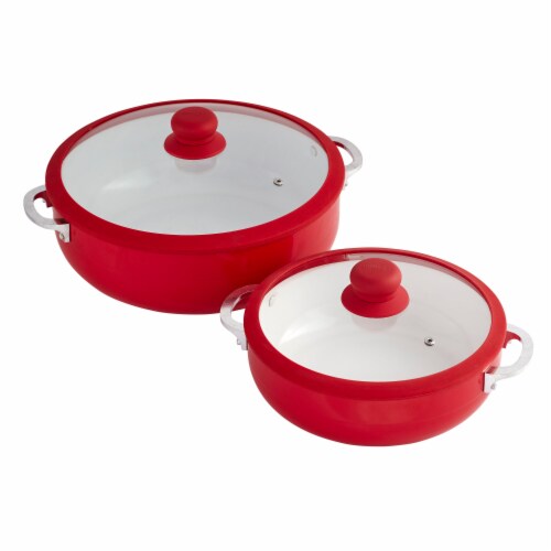 IMUSA Ceramic Nonstick Caldero Set with Lids - Red, 2 pc - Baker's