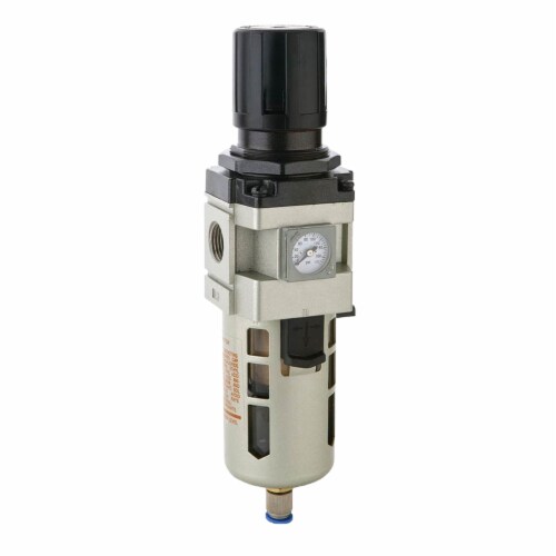 MaxLine 100 Ft 0.75 In Semi-Flexible Air Tubing Kit & Filter Regulator w/ Gauge Perspective: back