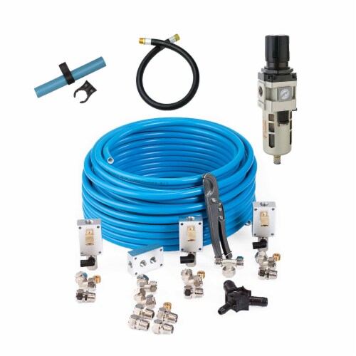 MaxLine 100 Ft 0.5 In Tubing Kit, Filter Regulator w/ Gauge, & 2 Ft Jumper Hose Perspective: back