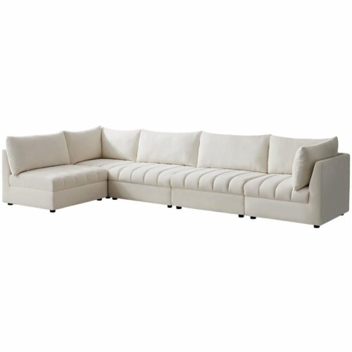 Meridian Furniture Jacob Cream Velvet Modular Sectional Perspective: back
