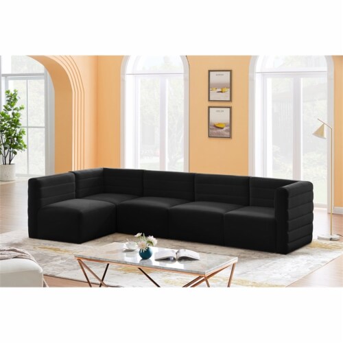 Meridian Furniture Quincy Black Velvet Modular Sectional 1