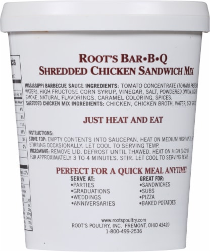 Roots BarBQ Shredded Chicken Perspective: back