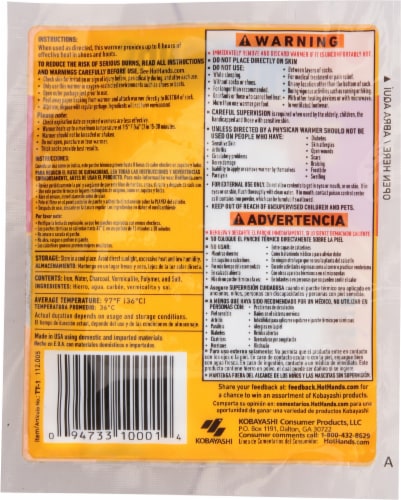 Hothands® Adhesive Toe Warmers Perspective: back