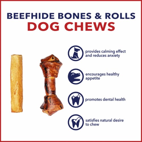 Pet Factory Made in USA Beefhide (5 Bones, 5 Rolls), (Beef & Chicken) - 6-7", 10 Ct Perspective: back