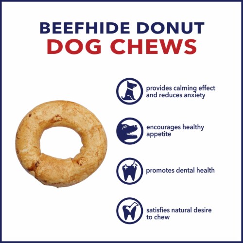 Pet Factory Made in USA Beefhide Donuts Chicken Flavored - 3", 12 Count Perspective: back