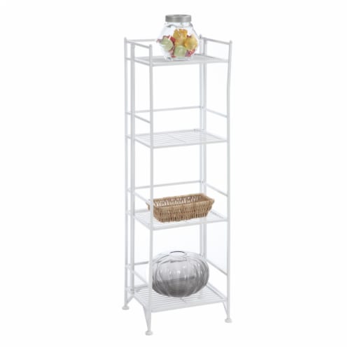 Convenience Concepts 8017W Designs-2-Go Extra Storage 4-Tier Folding Metal Shelf, White Perspective: back