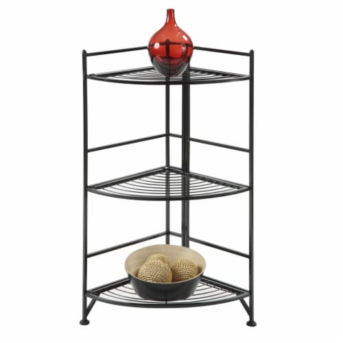 Convenience Concepts 8022B Designs-2-Go Extra Strong 3-Tier Folding Metal Corner Shelf, Blue Perspective: back