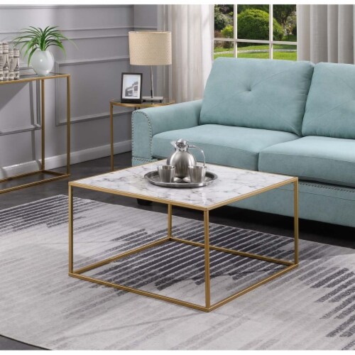 Convenience Concepts Gold Coast Square Faux Marble Coffee Table in